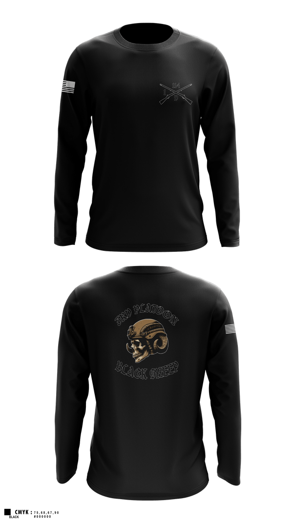 Long Sleeve Performance Shirt, 3rd PLT black sheep, Army, Teamtime, Team time, sublimation, custom sports apparel, team uniforms, spirit wear, spiritwear, sports uniforms, custom shirts, team store, custom team store, fundraiser sports, apparel fundraiser