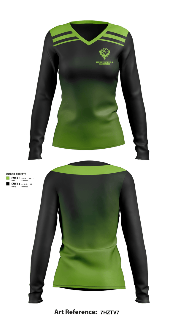 Women's Long Sleeve Vneck Shirt, Rising Phoenix S.A., Men's Basketball, Teamtime, Team time, sublimation, custom sports apparel, team uniforms, spirit wear, spiritwear, sports uniforms, custom shirts, team store, custom team store, fundraiser sports, apparel fundraiser
