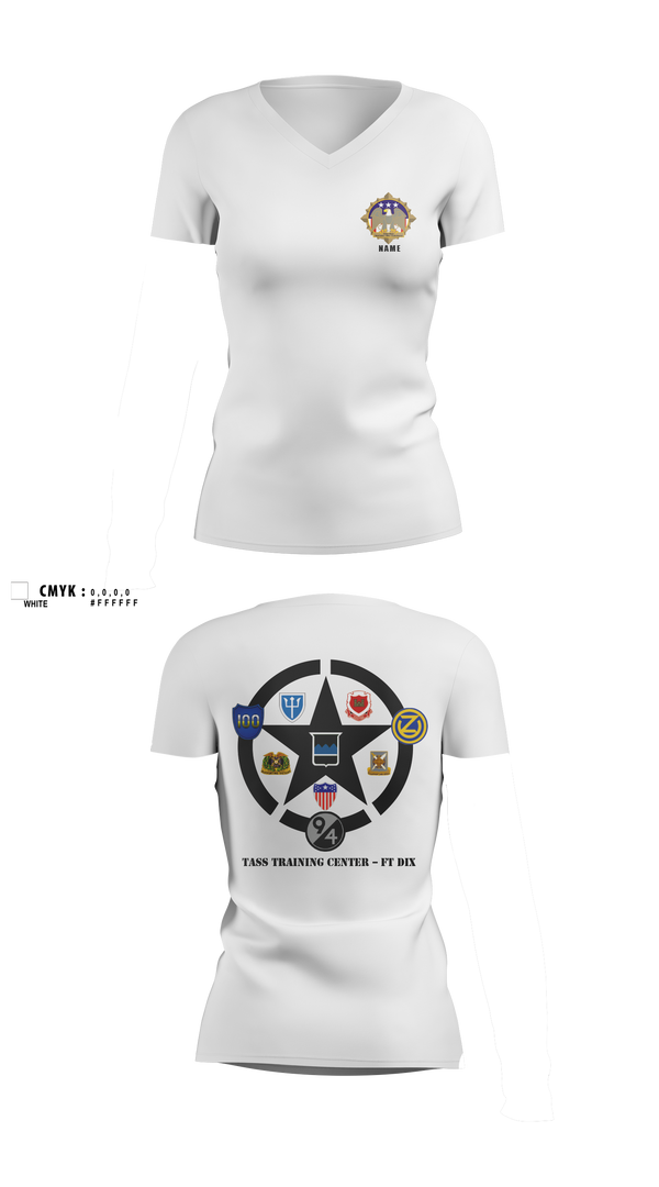 Women's Short Sleeve Vneck Shirt, 80th TC, TTC-Dix, Army, Teamtime, Team time, sublimation, custom sports apparel, team uniforms, spirit wear, spiritwear, sports uniforms, custom shirts, team store, custom team store, fundraiser sports, apparel fundraiser