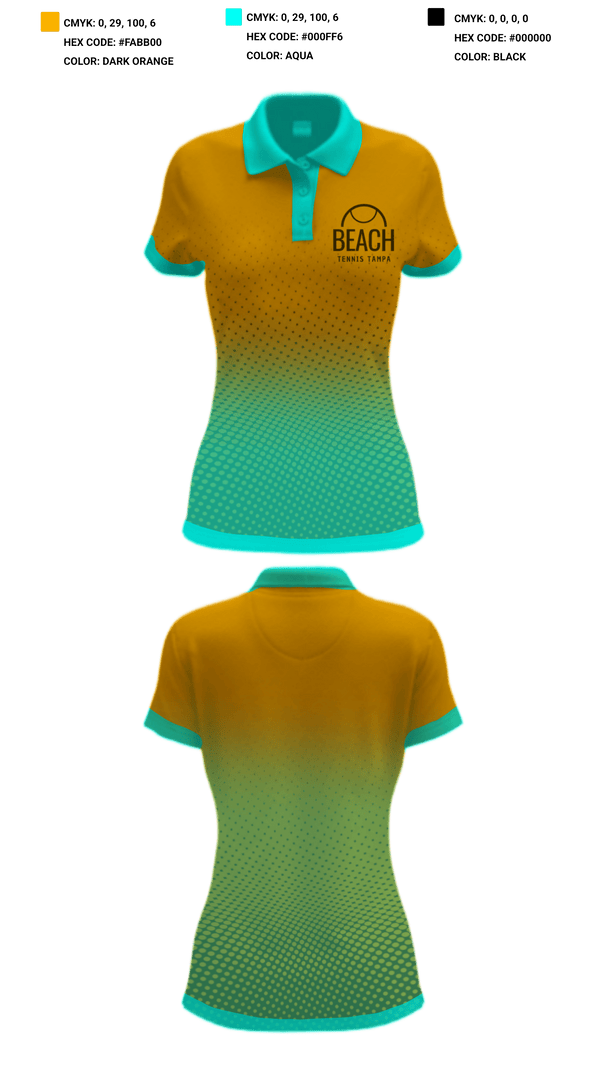 Women's Short Sleeve Performance Polo, Beach Tennis Tampa, Tennis, Teamtime, Team time, sublimation, custom sports apparel, team uniforms, spirit wear, spiritwear, sports uniforms, custom shirts, team store, custom team store, fundraiser sports, apparel fundraiser