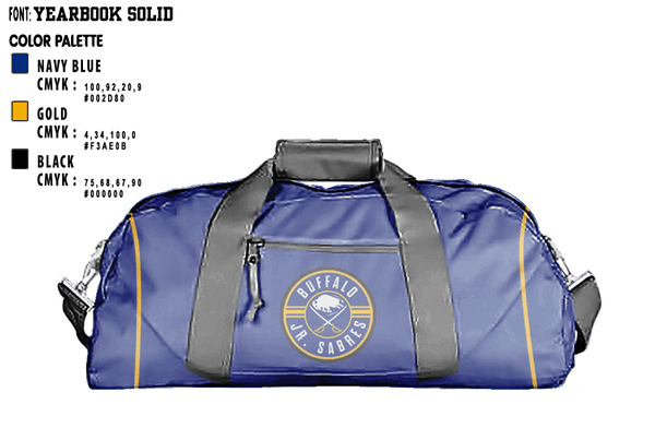 Duffle Bag, Buffalo jr sabres, Ice Hockey, Teamtime, Team time, sublimation, custom sports apparel, team uniforms, spirit wear, spiritwear, sports uniforms, custom shirts, team store, custom team store, fundraiser sports, apparel fundraiser