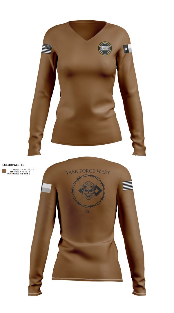 Women's Long Sleeve Vneck Shirt, , National Guard, Teamtime, Team time, sublimation, custom sports apparel, team uniforms, spirit wear, spiritwear, sports uniforms, custom shirts, team store, custom team store, fundraiser sports, apparel fundraiser