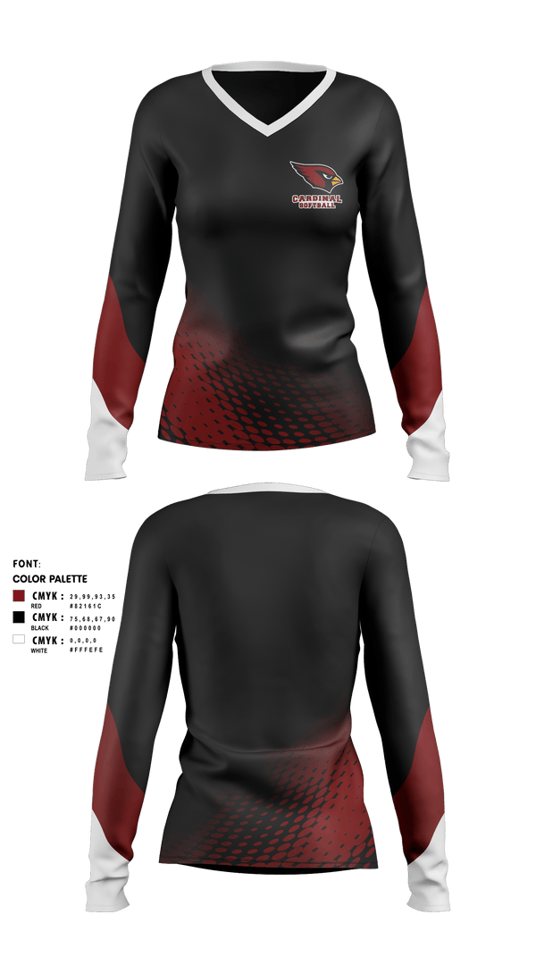 Women's Long Sleeve Vneck Shirt, Pompton Lakes Cardinals, Softball, Teamtime, Team time, sublimation, custom sports apparel, team uniforms, spirit wear, spiritwear, sports uniforms, custom shirts, team store, custom team store, fundraiser sports, apparel fundraiser