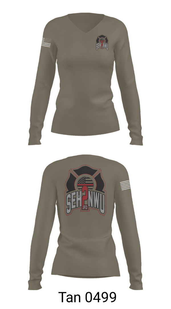 Women's Long Sleeve Vneck Shirt, SEHNWU, Fire Department, Teamtime, Team time, sublimation, custom sports apparel, team uniforms, spirit wear, spiritwear, sports uniforms, custom shirts, team store, custom team store, fundraiser sports, apparel fundraiser