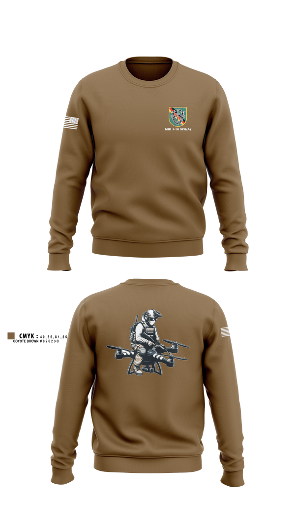 Crew Neck Sweatshirt, Military Intelligence Detachment 1st Battalion 10th Special Forces Group (Airborne), Army, Teamtime, Team time, sublimation, custom sports apparel, team uniforms, spirit wear, spiritwear, sports uniforms, custom shirts, team store, custom team store, fundraiser sports, apparel fundraiser