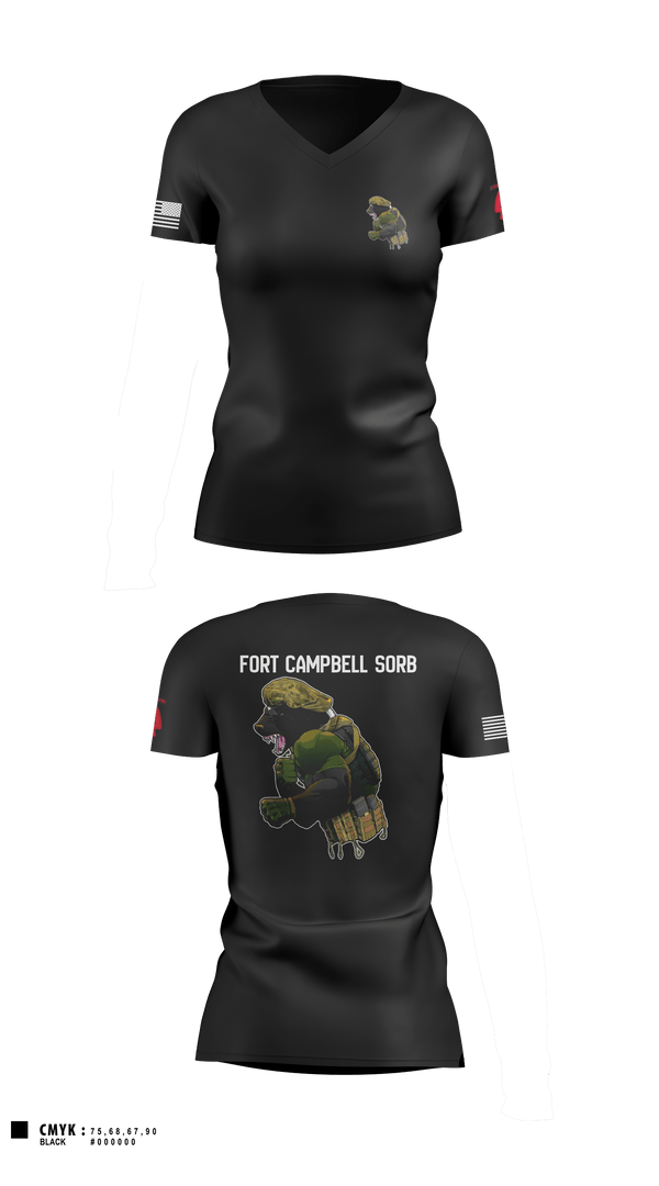 Women's Short Sleeve Vneck Shirt, Campbell SORB, Army, Teamtime, Team time, sublimation, custom sports apparel, team uniforms, spirit wear, spiritwear, sports uniforms, custom shirts, team store, custom team store, fundraiser sports, apparel fundraiser