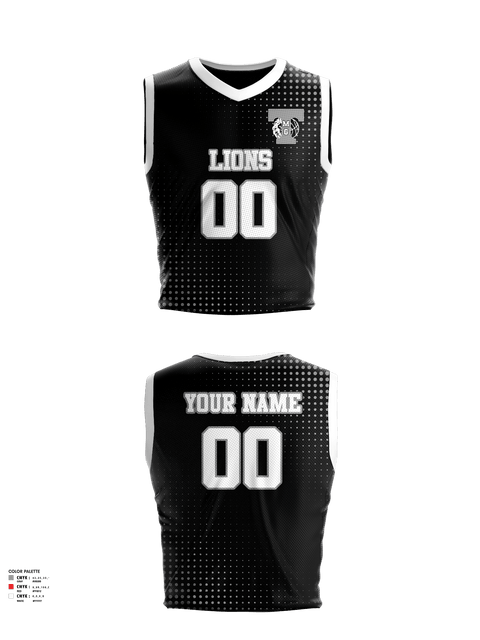 Mens Basketball Jersey, TMG Lions, Men's Basketball, Teamtime, Team time, sublimation, custom sports apparel, team uniforms, spirit wear, spiritwear, sports uniforms, custom shirts, team store, custom team store, fundraiser sports, apparel fundraiser