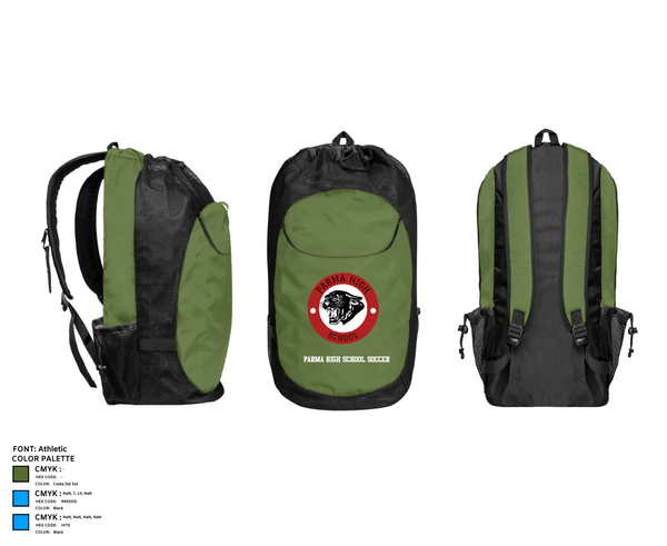 Gear Bag, Parma High School Soccer, Women's Soccer, Teamtime, Team time, sublimation, custom sports apparel, team uniforms, spirit wear, spiritwear, sports uniforms, custom shirts, team store, custom team store, fundraiser sports, apparel fundraiser