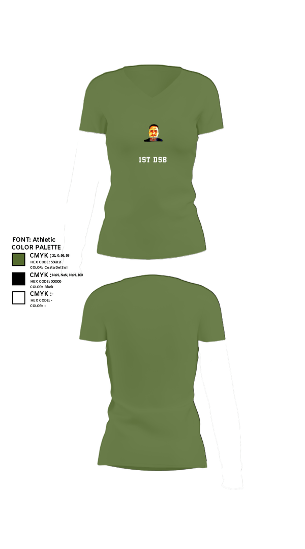 Women's Short Sleeve Vneck Shirt, 1st DSB, Marines, Teamtime, Team time, sublimation, custom sports apparel, team uniforms, spirit wear, spiritwear, sports uniforms, custom shirts, team store, custom team store, fundraiser sports, apparel fundraiser