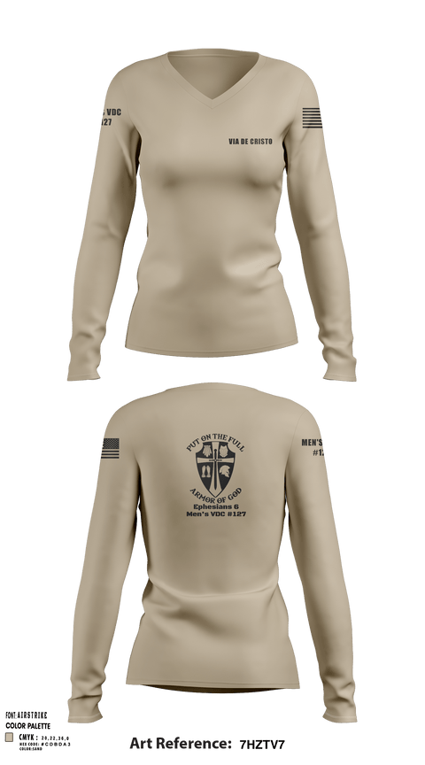 Women's Long Sleeve Vneck Shirt, Service AideService AideVia De Cristo, , Teamtime, Team time, sublimation, custom sports apparel, team uniforms, spirit wear, spiritwear, sports uniforms, custom shirts, team store, custom team store, fundraiser sports, apparel fundraiser