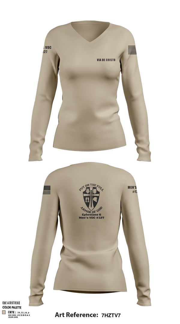 Women's Long Sleeve Vneck Shirt, Service AideService AideVia De Cristo, , Teamtime, Team time, sublimation, custom sports apparel, team uniforms, spirit wear, spiritwear, sports uniforms, custom shirts, team store, custom team store, fundraiser sports, apparel fundraiser