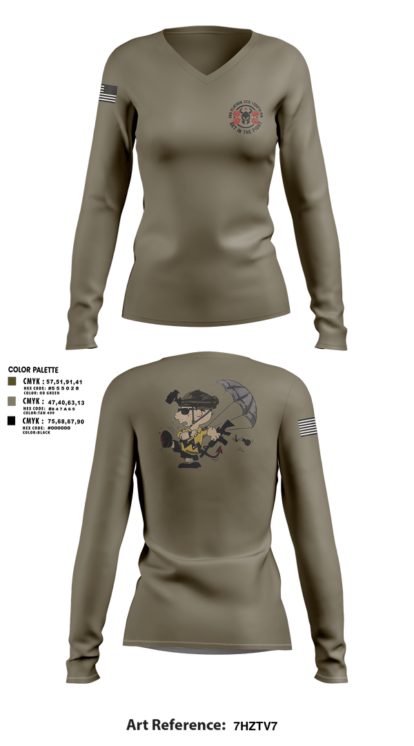 Women's Long Sleeve Vneck Shirt, 3rd Platoon, CCo, 1-508th PIR, , Teamtime, Team time, sublimation, custom sports apparel, team uniforms, spirit wear, spiritwear, sports uniforms, custom shirts, team store, custom team store, fundraiser sports, apparel fundraiser