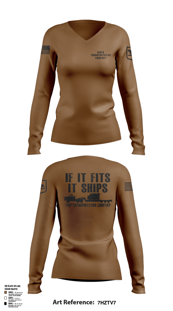 Women's Long Sleeve Vneck Shirt, 740TH TRANSPORTATION COMPANY, National Guard, Teamtime, Team time, sublimation, custom sports apparel, team uniforms, spirit wear, spiritwear, sports uniforms, custom shirts, team store, custom team store, fundraiser sports, apparel fundraiser