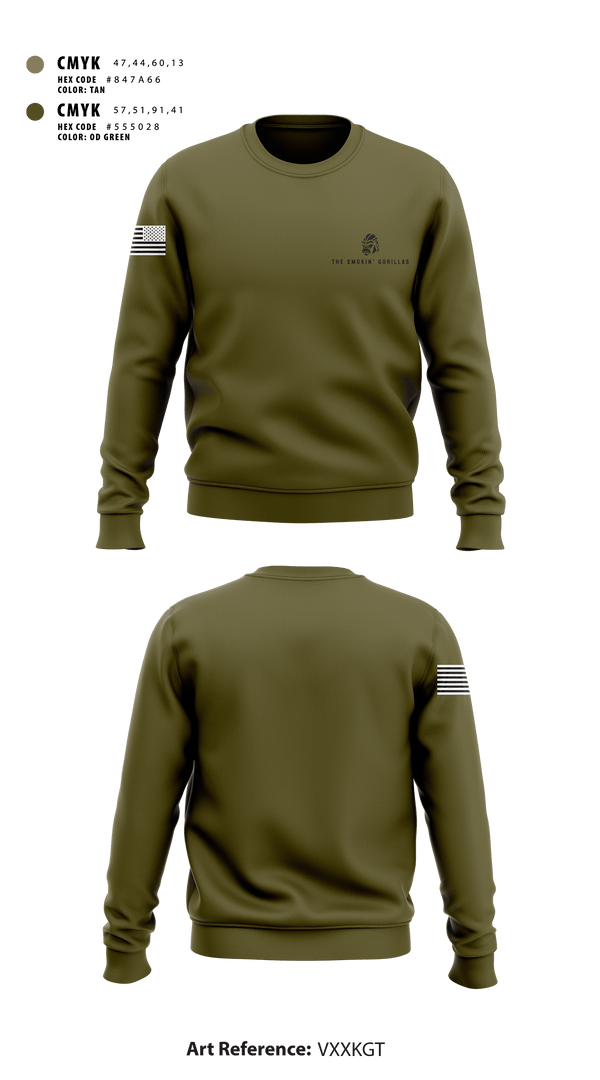 Crew Neck Sweatshirt, The Smokin' Gorillas, Space Force, Teamtime, Team time, sublimation, custom sports apparel, team uniforms, spirit wear, spiritwear, sports uniforms, custom shirts, team store, custom team store, fundraiser sports, apparel fundraiser