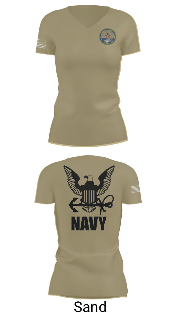 Women's Short Sleeve Vneck Shirt, Cvn 77 IM-5, Navy, Teamtime, Team time, sublimation, custom sports apparel, team uniforms, spirit wear, spiritwear, sports uniforms, custom shirts, team store, custom team store, fundraiser sports, apparel fundraiser
