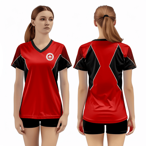 Women's Short Sleeve Vneck Shirt, Garrett Memorial Christian School Volleyball, Women's Volleyball, Teamtime, Team time, sublimation, custom sports apparel, team uniforms, spirit wear, spiritwear, sports uniforms, custom shirts, team store, custom team store, fundraiser sports, apparel fundraiser