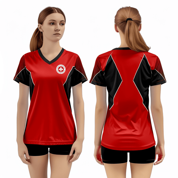 Women's Short Sleeve Vneck Shirt, Garrett Memorial Christian School Volleyball, Women's Volleyball, Teamtime, Team time, sublimation, custom sports apparel, team uniforms, spirit wear, spiritwear, sports uniforms, custom shirts, team store, custom team store, fundraiser sports, apparel fundraiser