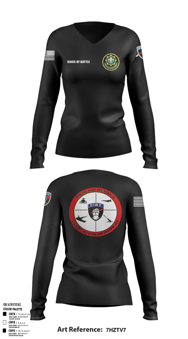 Women's Long Sleeve Vneck Shirt, FAS 2CR, Army, Teamtime, Team time, sublimation, custom sports apparel, team uniforms, spirit wear, spiritwear, sports uniforms, custom shirts, team store, custom team store, fundraiser sports, apparel fundraiser