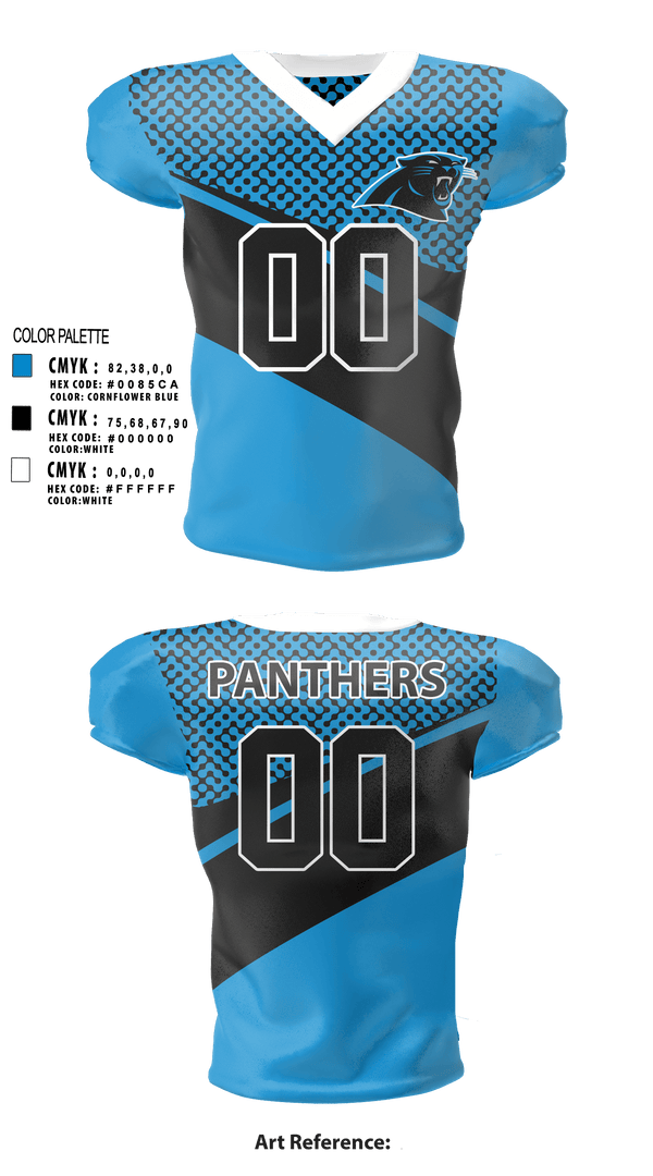 Football Jersey, Panthers, Football, Teamtime, Team time, sublimation, custom sports apparel, team uniforms, spirit wear, spiritwear, sports uniforms, custom shirts, team store, custom team store, fundraiser sports, apparel fundraiser