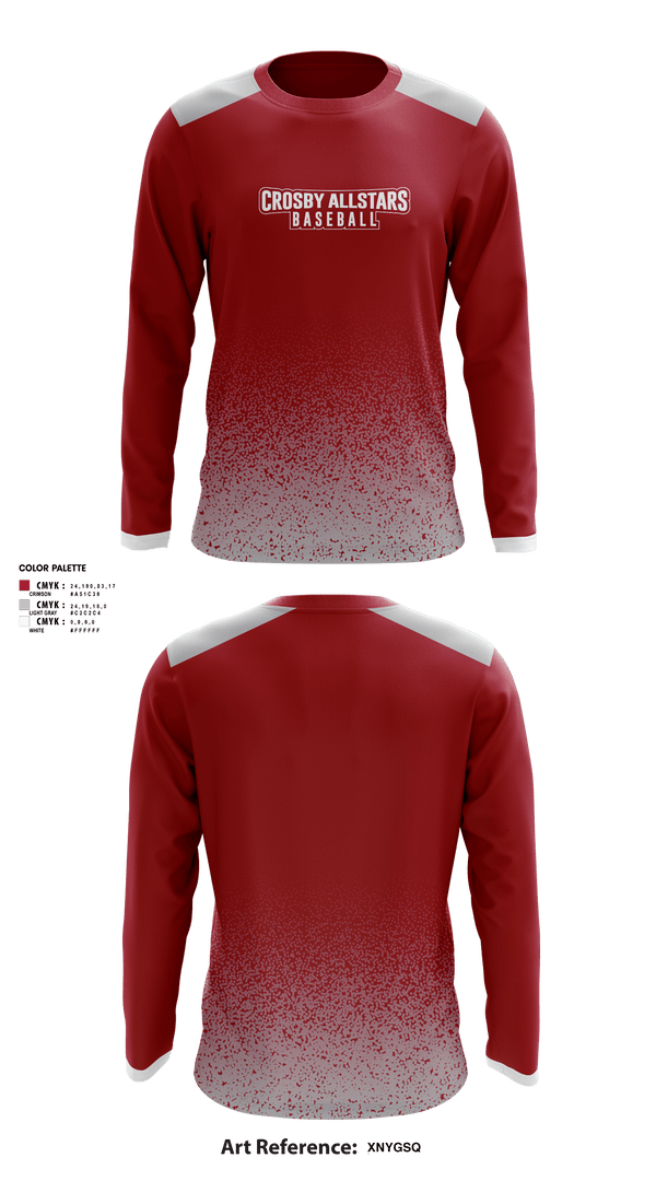 Long Sleeve Performance Shirt, Crosby Allstars, Baseball, Teamtime, Team time, sublimation, custom sports apparel, team uniforms, spirit wear, spiritwear, sports uniforms, custom shirts, team store, custom team store, fundraiser sports, apparel fundraiser