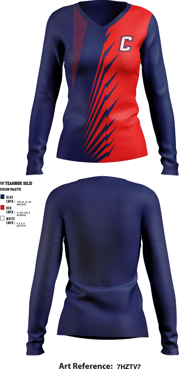 Women's Long Sleeve Vneck Shirt, Hopkins County Central High School Track & Field, Track & Field, Teamtime, Team time, sublimation, custom sports apparel, team uniforms, spirit wear, spiritwear, sports uniforms, custom shirts, team store, custom team store, fundraiser sports, apparel fundraiser