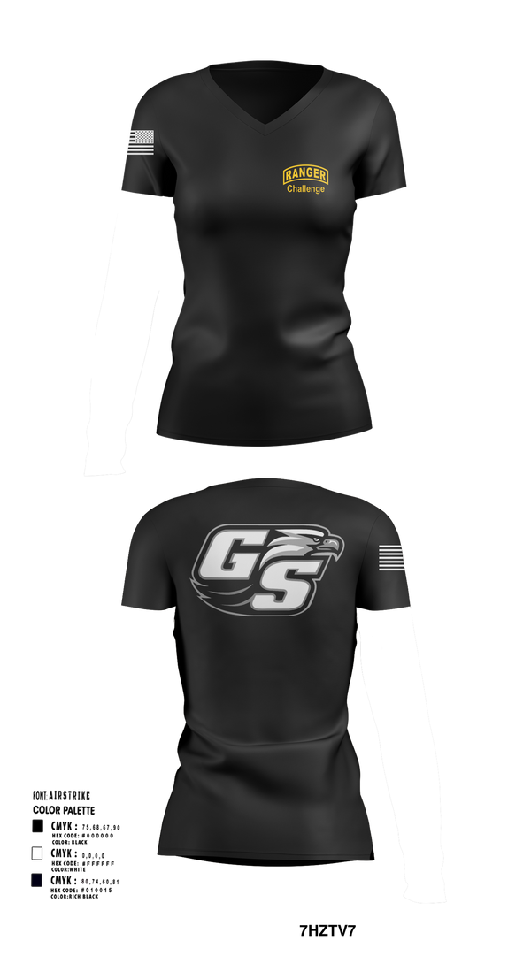 Women's Short Sleeve Vneck Shirt, GASOU ROTC Ranger Challenge, , Teamtime, Team time, sublimation, custom sports apparel, team uniforms, spirit wear, spiritwear, sports uniforms, custom shirts, team store, custom team store, fundraiser sports, apparel fundraiser