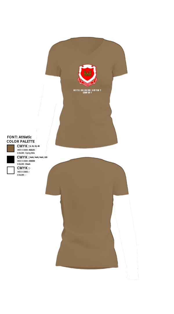 Women's Short Sleeve Vneck Shirt, 185th Engineer Support Company, , Teamtime, Team time, sublimation, custom sports apparel, team uniforms, spirit wear, spiritwear, sports uniforms, custom shirts, team store, custom team store, fundraiser sports, apparel fundraiser