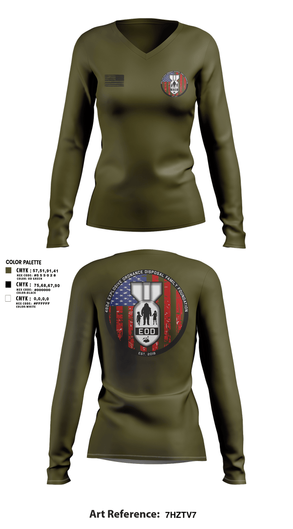 Women's Long Sleeve Vneck Shirt, 482nd EOD, Air Force, Teamtime, Team time, sublimation, custom sports apparel, team uniforms, spirit wear, spiritwear, sports uniforms, custom shirts, team store, custom team store, fundraiser sports, apparel fundraiser