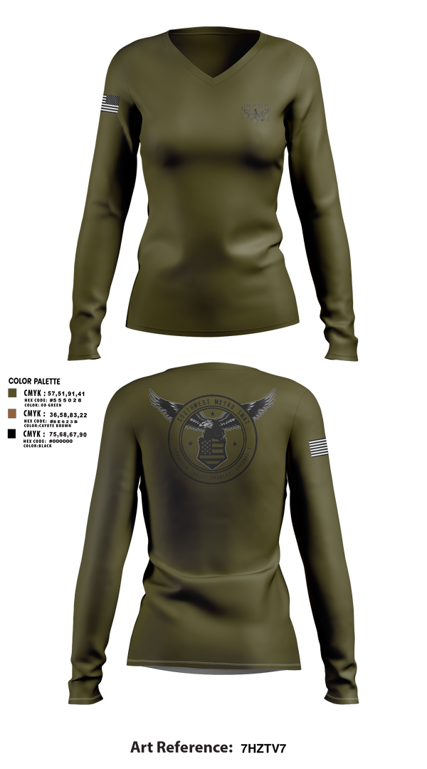 Women's Long Sleeve Vneck Shirt, Southwest Metro SWAT, Police, Teamtime, Team time, sublimation, custom sports apparel, team uniforms, spirit wear, spiritwear, sports uniforms, custom shirts, team store, custom team store, fundraiser sports, apparel fundraiser
