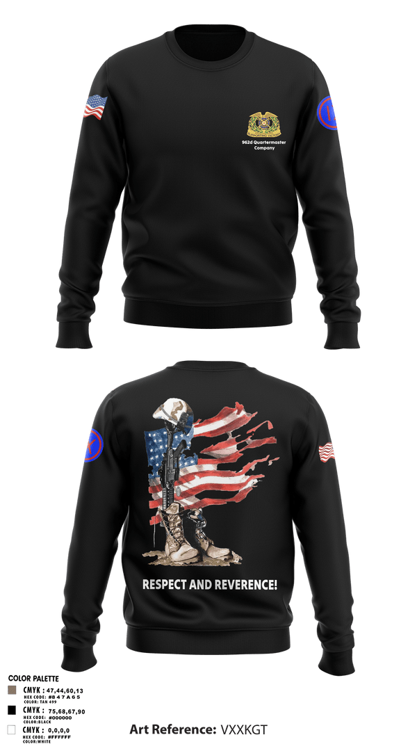 Crew Neck Sweatshirt, 962D QUARTERMASTER COMPANY (MORTUARY AFFAIRS), Army, Teamtime, Team time, sublimation, custom sports apparel, team uniforms, spirit wear, spiritwear, sports uniforms, custom shirts, team store, custom team store, fundraiser sports, apparel fundraiser