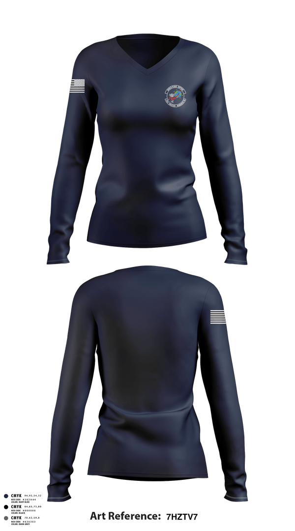 Women's Long Sleeve Vneck Shirt, 115 LRS, Air Force, Teamtime, Team time, sublimation, custom sports apparel, team uniforms, spirit wear, spiritwear, sports uniforms, custom shirts, team store, custom team store, fundraiser sports, apparel fundraiser