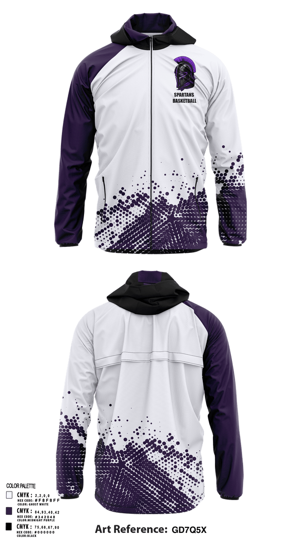 Windbreaker, Spartans, Men's Basketball, Teamtime, Team time, sublimation, custom sports apparel, team uniforms, spirit wear, spiritwear, sports uniforms, custom shirts, team store, custom team store, fundraiser sports, apparel fundraiser