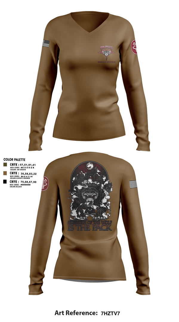 Women's Long Sleeve Vneck Shirt, Bravo Company, MRBn, Fort Belvoir, Army, Teamtime, Team time, sublimation, custom sports apparel, team uniforms, spirit wear, spiritwear, sports uniforms, custom shirts, team store, custom team store, fundraiser sports, apparel fundraiser