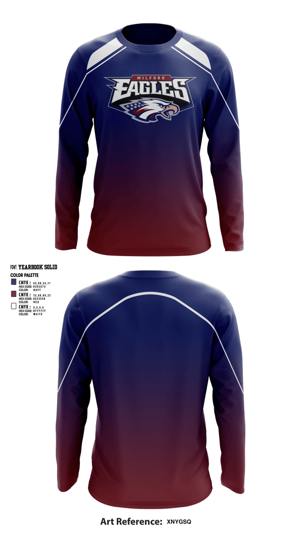 Long Sleeve Performance Shirt, Milford Eagles Pop Warner Football and Cheer, Football, Teamtime, Team time, sublimation, custom sports apparel, team uniforms, spirit wear, spiritwear, sports uniforms, custom shirts, team store, custom team store, fundraiser sports, apparel fundraiser