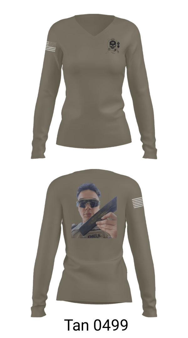 Women's Long Sleeve Vneck Shirt, 374TH CECI, Army, Teamtime, Team time, sublimation, custom sports apparel, team uniforms, spirit wear, spiritwear, sports uniforms, custom shirts, team store, custom team store, fundraiser sports, apparel fundraiser