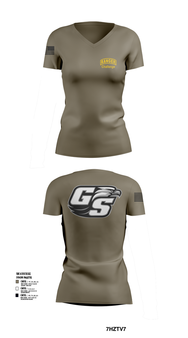Women's Short Sleeve Vneck Shirt, GASOU ROTC Ranger Challenge, , Teamtime, Team time, sublimation, custom sports apparel, team uniforms, spirit wear, spiritwear, sports uniforms, custom shirts, team store, custom team store, fundraiser sports, apparel fundraiser