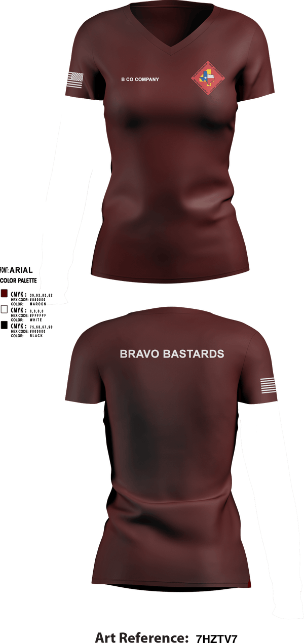 Women's Short Sleeve Vneck Shirt, Bravo 1/23 63480397, Marines, Teamtime, Team time, sublimation, custom sports apparel, team uniforms, spirit wear, spiritwear, sports uniforms, custom shirts, team store, custom team store, fundraiser sports, apparel fundraiser