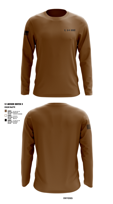Long Sleeve Performance Shirt, E, 3-4 ADAR, Army, Teamtime, Team time, sublimation, custom sports apparel, team uniforms, spirit wear, spiritwear, sports uniforms, custom shirts, team store, custom team store, fundraiser sports, apparel fundraiser