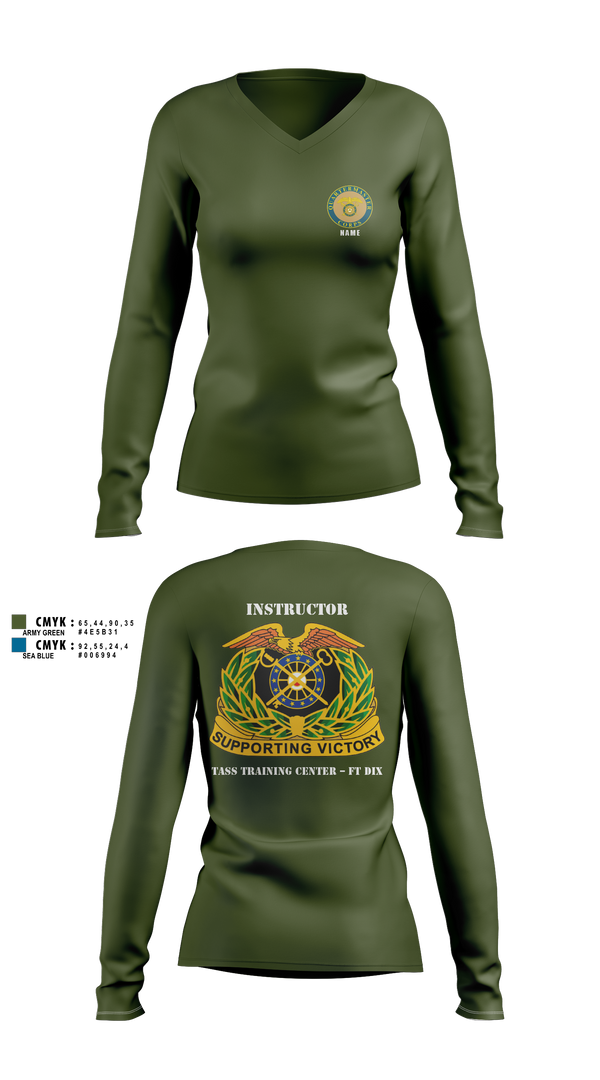 Women's Long Sleeve Vneck Shirt, 80th TC, TTC-Dix, Army, Teamtime, Team time, sublimation, custom sports apparel, team uniforms, spirit wear, spiritwear, sports uniforms, custom shirts, team store, custom team store, fundraiser sports, apparel fundraiser