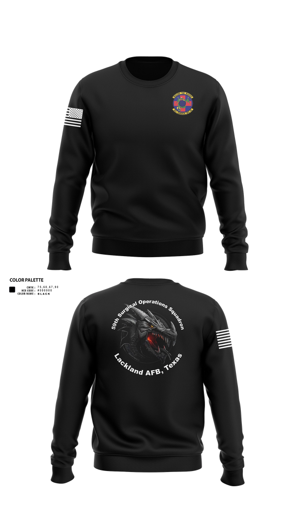 Crew Neck Sweatshirt, 59th Surgical Operations Squadron, Air Force, Teamtime, Team time, sublimation, custom sports apparel, team uniforms, spirit wear, spiritwear, sports uniforms, custom shirts, team store, custom team store, fundraiser sports, apparel fundraiser
