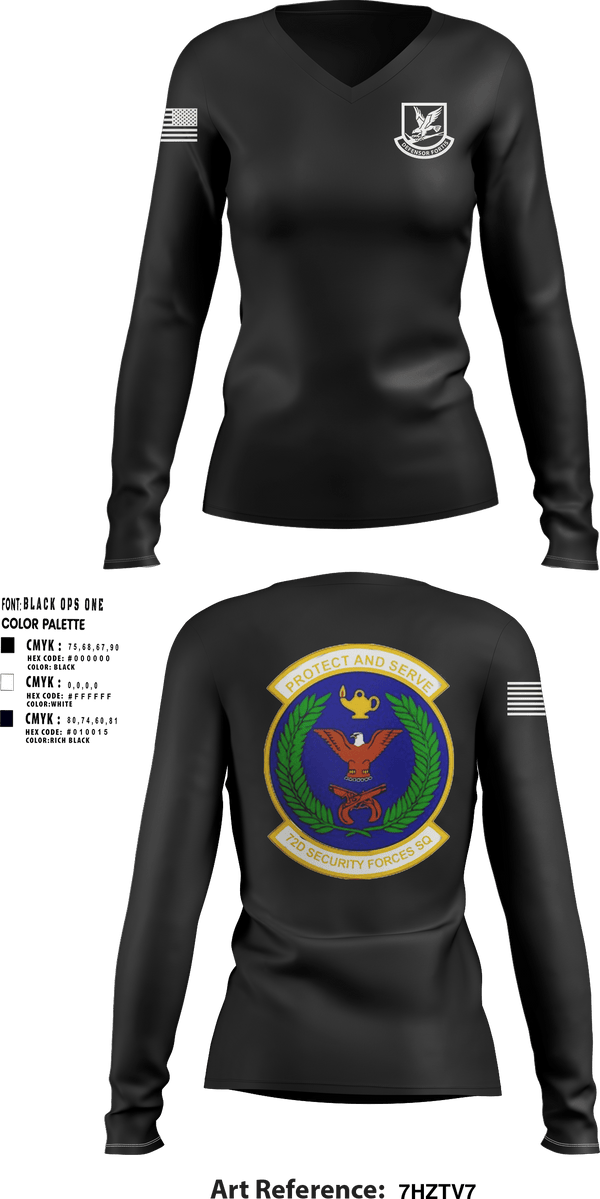 Women's Long Sleeve Vneck Shirt, 72nd SFS, Air Force, Teamtime, Team time, sublimation, custom sports apparel, team uniforms, spirit wear, spiritwear, sports uniforms, custom shirts, team store, custom team store, fundraiser sports, apparel fundraiser