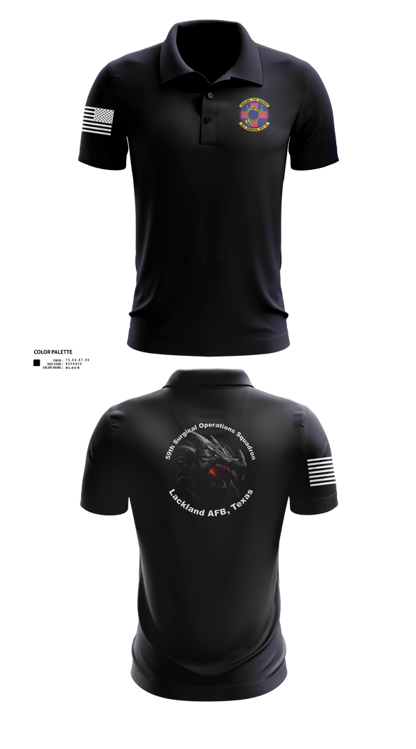 Short Sleeve Performance Polo, 59th Surgical Operations Squadron, Air Force, Teamtime, Team time, sublimation, custom sports apparel, team uniforms, spirit wear, spiritwear, sports uniforms, custom shirts, team store, custom team store, fundraiser sports, apparel fundraiser