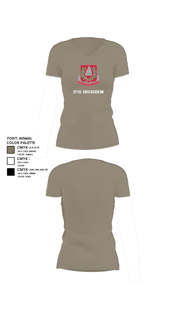 Women's Short Sleeve Vneck Shirt, 37th engineer bn, Army, Teamtime, Team time, sublimation, custom sports apparel, team uniforms, spirit wear, spiritwear, sports uniforms, custom shirts, team store, custom team store, fundraiser sports, apparel fundraiser