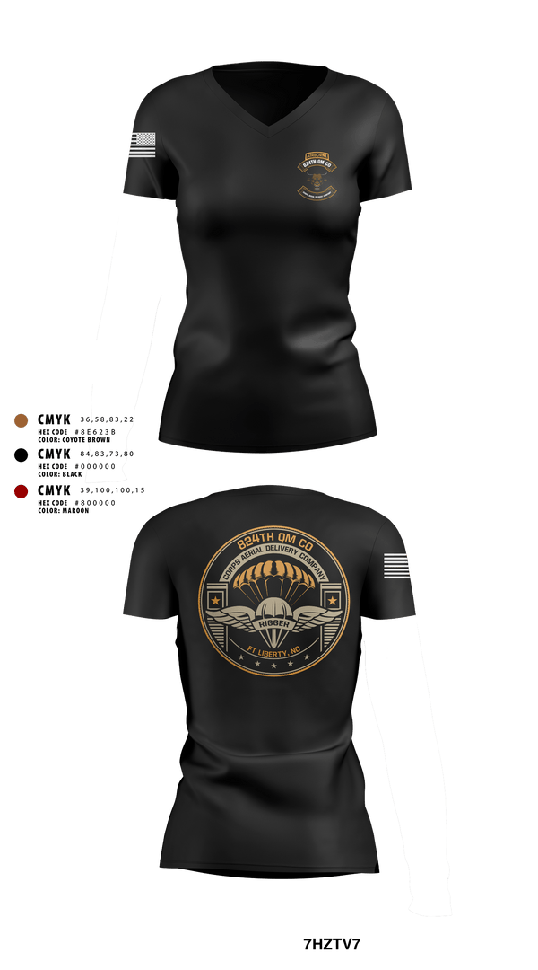Women's Short Sleeve Vneck Shirt, 824th QM CO (CADC-A), Army, Teamtime, Team time, sublimation, custom sports apparel, team uniforms, spirit wear, spiritwear, sports uniforms, custom shirts, team store, custom team store, fundraiser sports, apparel fundraiser