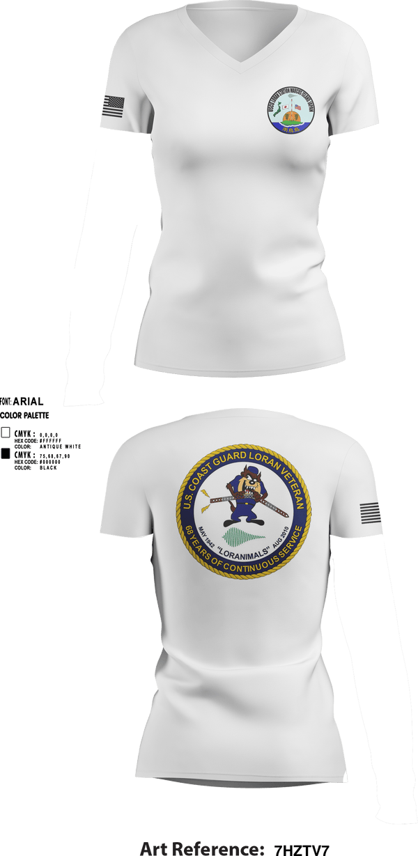 Women's Short Sleeve Vneck Shirt, Marcus Island Loran Station, Coast Guard, Teamtime, Team time, sublimation, custom sports apparel, team uniforms, spirit wear, spiritwear, sports uniforms, custom shirts, team store, custom team store, fundraiser sports, apparel fundraiser
