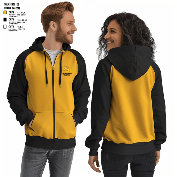 Zip Hoodie, Fremont-Mills High School Volleyball, Women's Volleyball, Teamtime, Team time, sublimation, custom sports apparel, team uniforms, spirit wear, spiritwear, sports uniforms, custom shirts, team store, custom team store, fundraiser sports, apparel fundraiser