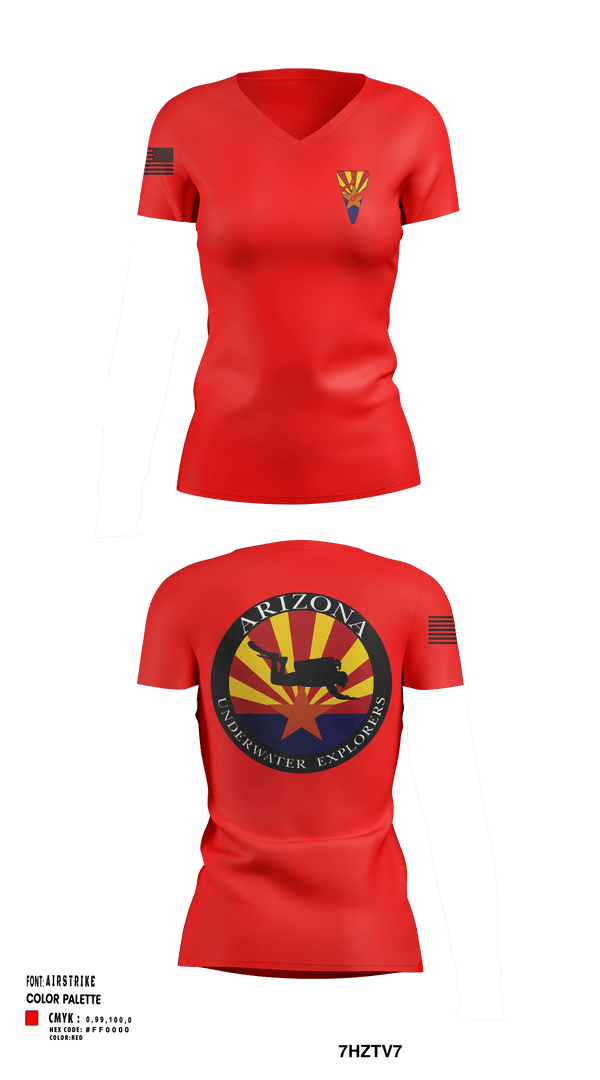 Women's Short Sleeve Vneck Shirt, Arizona Underwater Explorers, Police, Teamtime, Team time, sublimation, custom sports apparel, team uniforms, spirit wear, spiritwear, sports uniforms, custom shirts, team store, custom team store, fundraiser sports, apparel fundraiser