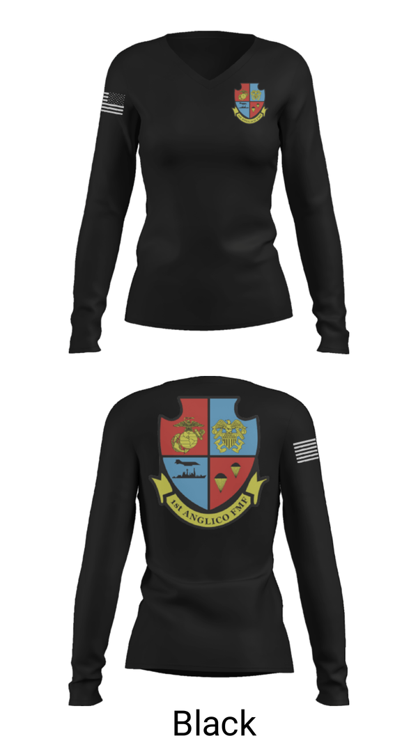 Women's Long Sleeve Vneck Shirt, 1st Anglico, , Teamtime, Team time, sublimation, custom sports apparel, team uniforms, spirit wear, spiritwear, sports uniforms, custom shirts, team store, custom team store, fundraiser sports, apparel fundraiser