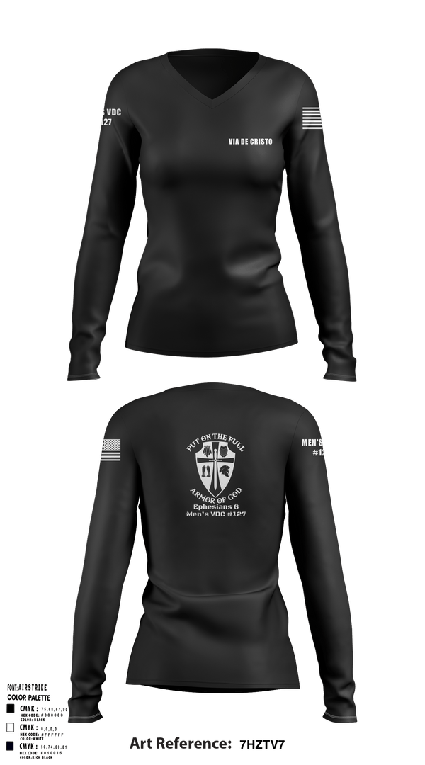 Women's Long Sleeve Vneck Shirt, Service AideService AideVia De Cristo, , Teamtime, Team time, sublimation, custom sports apparel, team uniforms, spirit wear, spiritwear, sports uniforms, custom shirts, team store, custom team store, fundraiser sports, apparel fundraiser