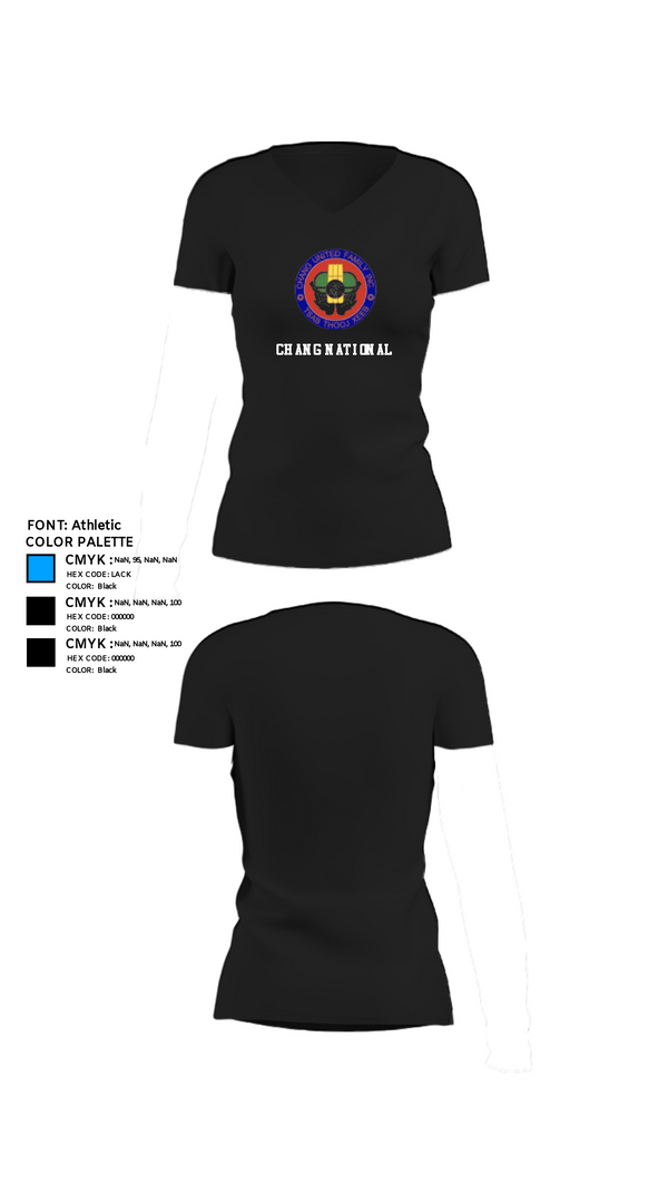 Women's Short Sleeve Vneck Shirt, Chang National, , Teamtime, Team time, sublimation, custom sports apparel, team uniforms, spirit wear, spiritwear, sports uniforms, custom shirts, team store, custom team store, fundraiser sports, apparel fundraiser